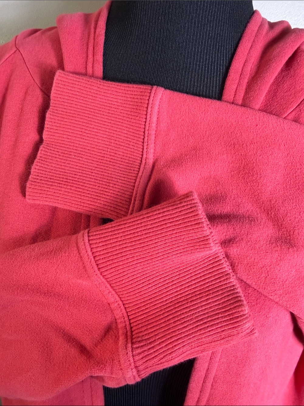 Life is Good Open Front Hooded French Terry Red Sweatshirt Cardigan Jacket XL - Picture 4 of 7
